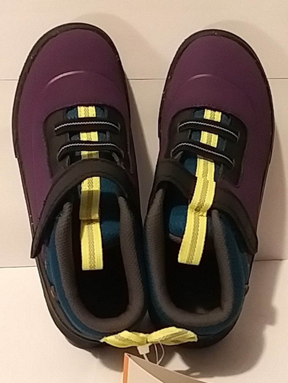 Bogs Skyline Kicker Purple and Yellow Kids Water Resistant Slip Ons